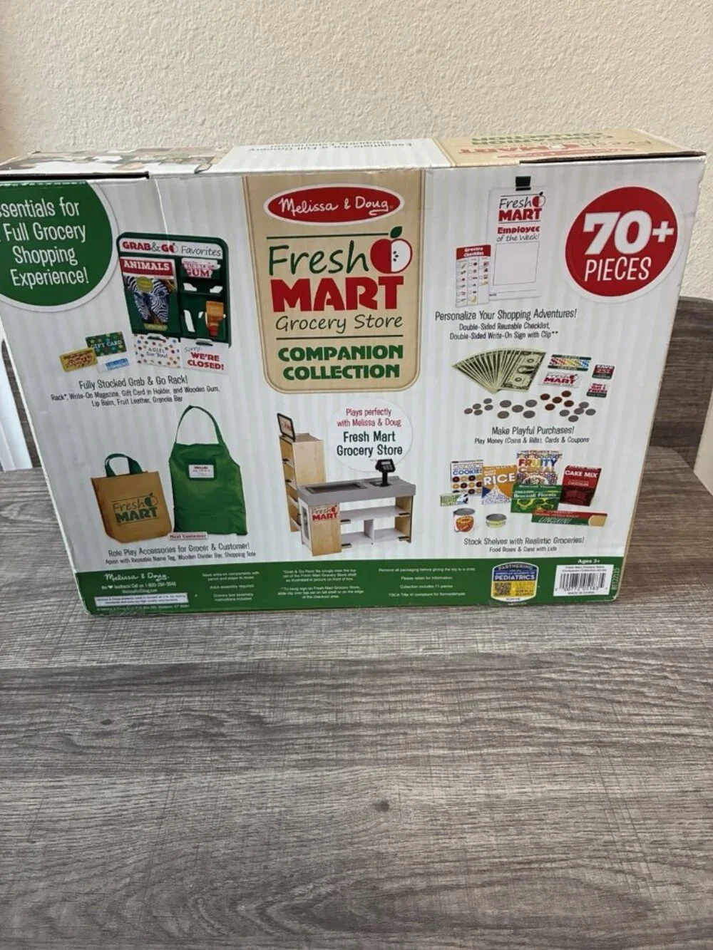 Melissa & Doug Fresh Mart Grocery Store Play Food and Role Play Companion Set